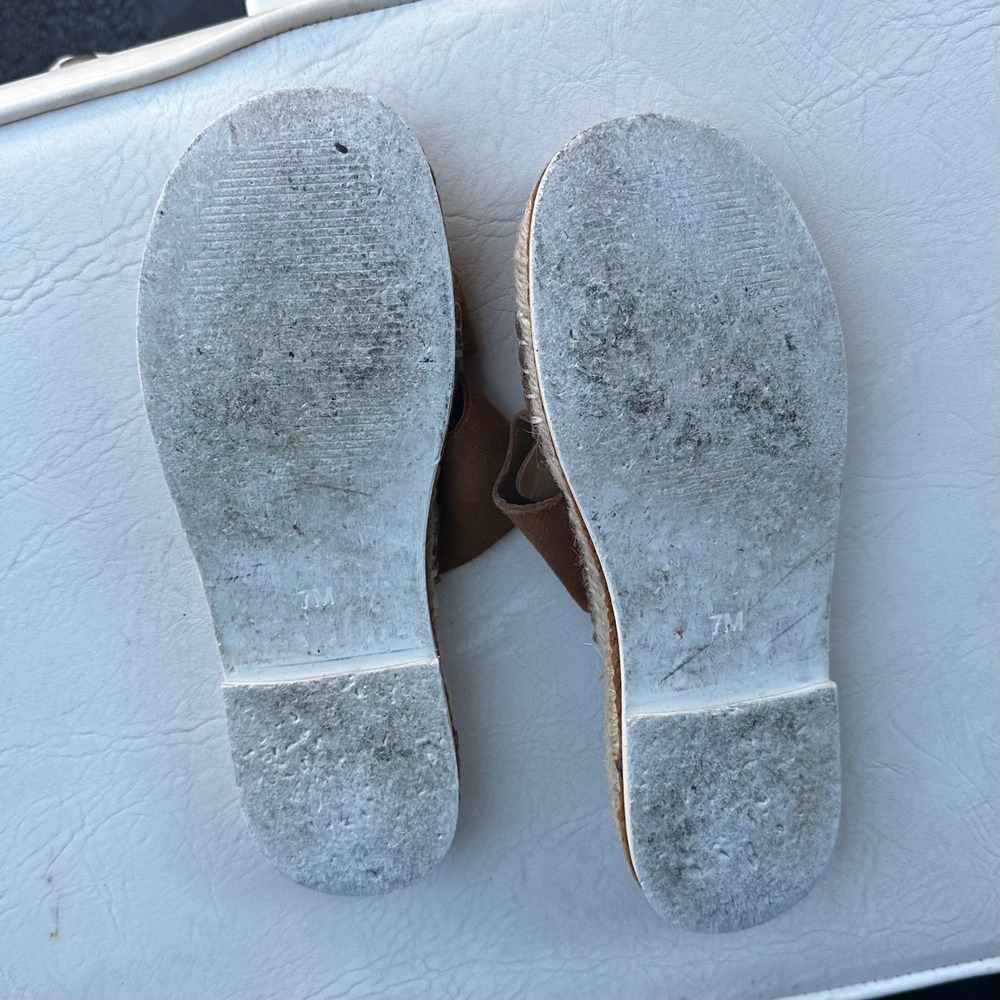 Matisse Cape Tan Suede Double Buckle Espadrille Slide Sandals Womens 7M - Picture 7 of 7